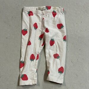 H&M Cream Strawberry Print Kids Leggings